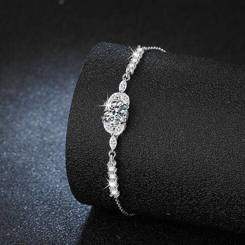 S925 Sterling Silver 1 Carat Diamond Bracelet for Women, D-Color, VVS1, Sweet Gift for Valentine's Day in Saudi Arabia