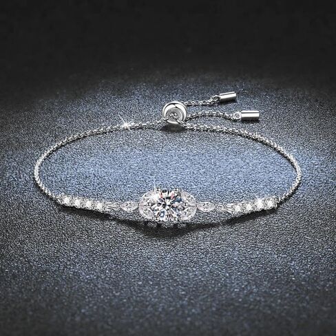 S925 Sterling Silver 1 Carat Diamond Bracelet for Women, D-Color, VVS1, Sweet Gift for Valentine's Day in Saudi Arabia