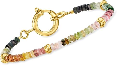 Ross-Simons 17.00 ct. t.w. Multicolored Tourmaline Bead Bracelet With 18kt Gold Over Sterling in Saudi Arabia