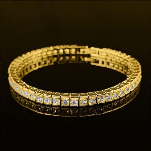سوار التنس 18K الذهب مويسانيت ، سوار 7 بوصة للجنسين ، مربع مقطع مويسانيت ، هدية المجوهرات الكلاسيكية in Saudi Arabia