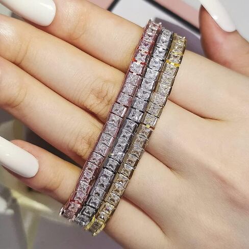 سوار التنس 18K الذهب مويسانيت ، سوار 7 بوصة للجنسين ، مربع مقطع مويسانيت ، هدية المجوهرات الكلاسيكية in Saudi Arabia
