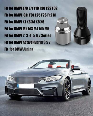 Lockable Wheel Bolt Rim Locks Kit M14 X 1.25 Fit for BMW E70 E71 F10 F30 F22 F32 X1 X2 X3 X4 X5 X6 X7 Z4 M2 M3 M4 G11 F01 F25 F26 F12, Replace 36136792851 36132453961 36136782987 36136779693 in Saudi Arabia