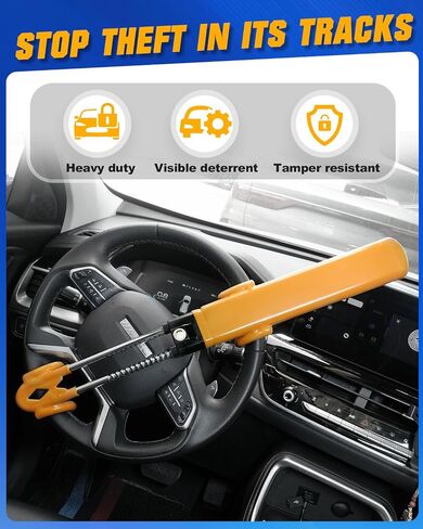 Beature Teadering Lock Lock Anti -Antift Device - قفل سيارات قابلة للتعديل لسيارات الدفع الرباعي ، قفل عجلة سيارة أمان شديدة التحمل مع مفتاحين (أصفر) in Kuwait