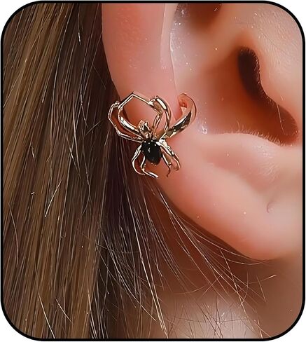 Halloween Spider Ear Cuff Earrings for Women Men Non Piercing Gothic Spider Clip Wrap Earrings Witch Vampire Costume Party Accessories in Saudi Arabia