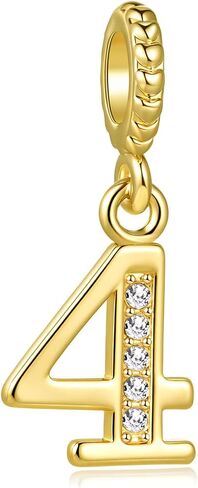 Nartgo Gold مطلي 0-9 سحر رقم محظوظ للنساء هدايا مجوهرات عيد ميلاد متوافقة مع أساور باندورا سحر in Saudi Arabia