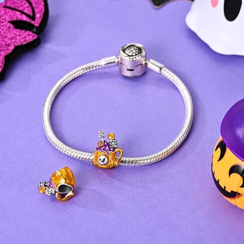 Narmo 925 Sterling Silver Santa Claus Christmas Tree Charm for Christmas Pumpkin Skedon Charm for Halloween in Kuwait