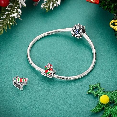 Narmo 925 Sterling Silver Santa Claus Christmas Tree Charm for Christmas Pumpkin Skedon Charm for Halloween in Kuwait