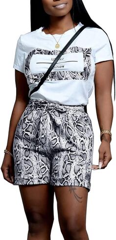 Womens 2 قطعة زي أزياء رسالة Snakekin Prate in Kuwait