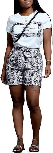 Womens 2 قطعة زي أزياء رسالة Snakekin Prate in Kuwait