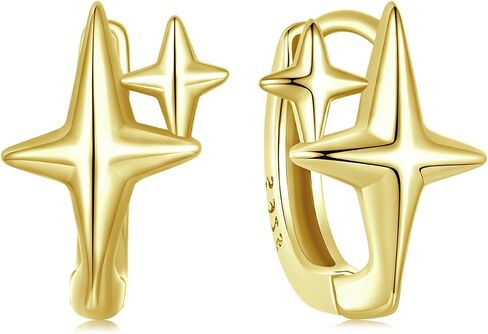 MUNDELL 925 Sterling Silver Classic Starlight Hoop Earrings Double Stars Hypoallergenic Earrings Ear Buckles for Women Fine Jewelry in Saudi Arabia