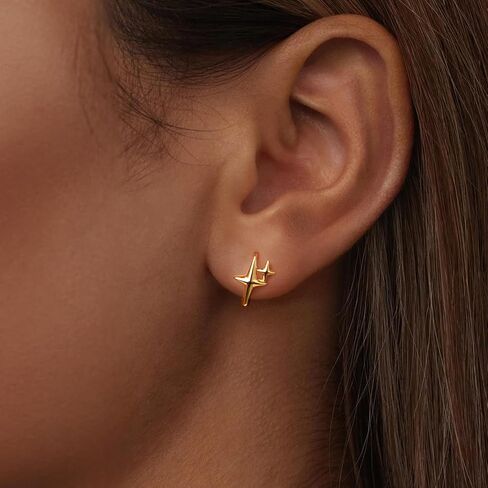 MUNDELL 925 Sterling Silver Classic Starlight Hoop Earrings Double Stars Hypoallergenic Earrings Ear Buckles for Women Fine Jewelry in Saudi Arabia