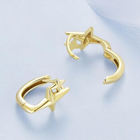 MUNDELL 925 Sterling Silver Classic Starlight Hoop Earrings Double Stars Hypoallergenic Earrings Ear Buckles for Women Fine Jewelry in Saudi Arabia