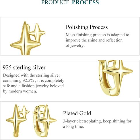 MUNDELL 925 Sterling Silver Classic Starlight Hoop Earrings Double Stars Hypoallergenic Earrings Ear Buckles for Women Fine Jewelry in Saudi Arabia