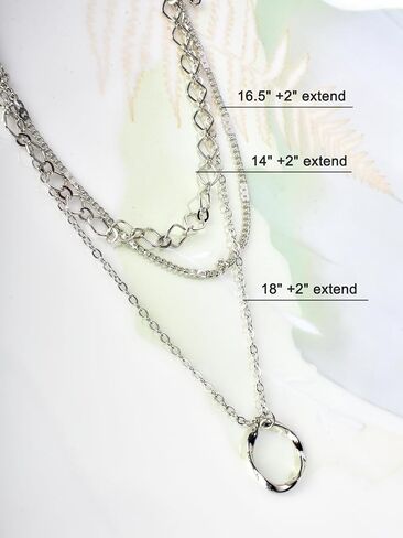 Silver Layered Necklaces for Women, Trendy Layering Circle Necklaces for Women,Chain Necklace Set, Jewelry for Women in Saudi Arabia