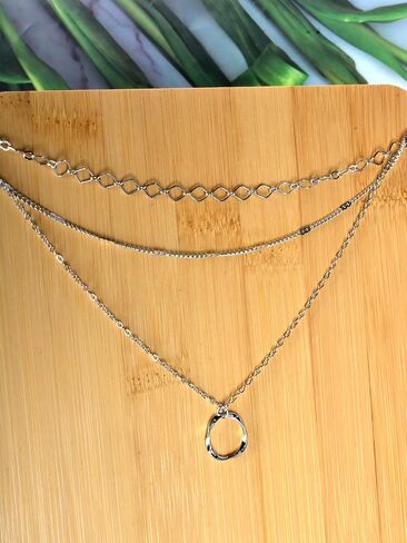 Silver Layered Necklaces for Women, Trendy Layering Circle Necklaces for Women,Chain Necklace Set, Jewelry for Women in Saudi Arabia