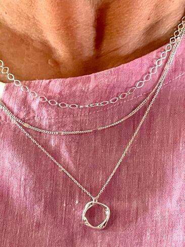 Silver Layered Necklaces for Women, Trendy Layering Circle Necklaces for Women,Chain Necklace Set, Jewelry for Women in Saudi Arabia
