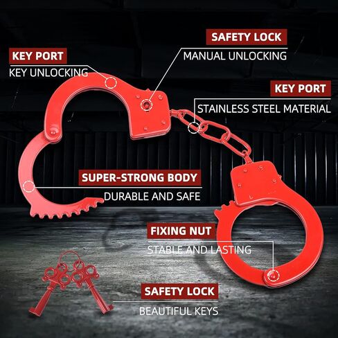 Handcuffs Double Lock Steel Police Edition Professional Grade Handcuffs,Hand Cuffs Cop with Keys (Purple) in Saudi Arabia