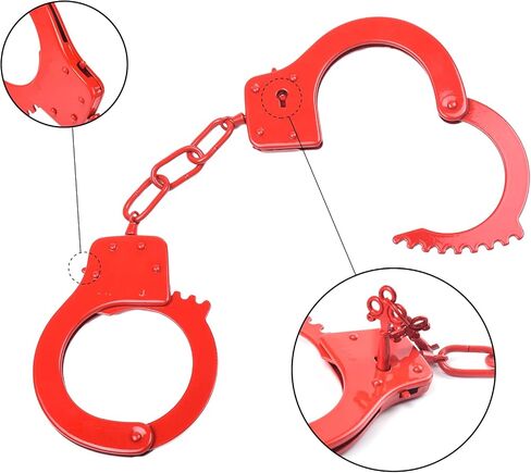 Handcuffs Double Lock Steel Police Edition Professional Grade Handcuffs,Hand Cuffs Cop with Keys (Purple) in Saudi Arabia