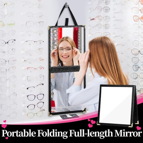 Foldable Backstage Mirror with Handle 24.61x 11.22 Inch Portable Full Length Mirror Rectangular Hanging Mirrors for Travel Dance Dance Bag Home Fitness Camping in Saudi Arabia