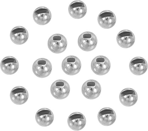 PATIKIL 3.5 mm Tungsten Slotted Beads for Fly Tying, 50 Pcs Tungsten Beads Round Bead Head Ball for Jig Hooks Fishing Fly Tying Materials, Silver Tone in Saudi Arabia