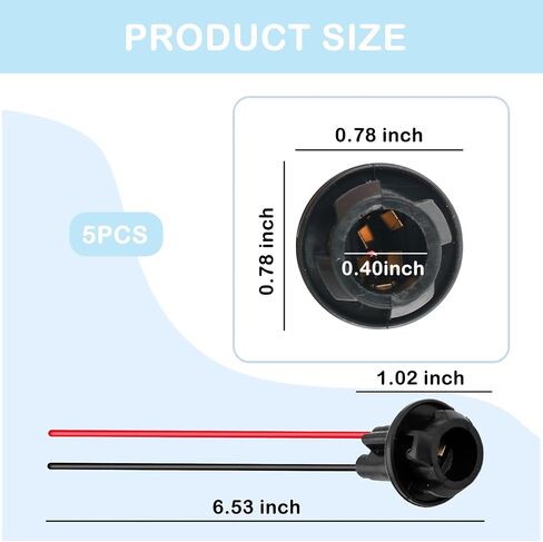 5PCS 194 Bulb Socket,Durable Side Marker Light Socket Fit for T10 W5W 158 161 168 175 194 Light Bulbs Replacements,Professional Pigtail Light Socket Car Accessories in Saudi Arabia