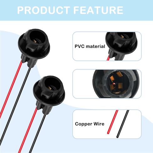 5PCS 194 Bulb Socket,Durable Side Marker Light Socket Fit for T10 W5W 158 161 168 175 194 Light Bulbs Replacements,Professional Pigtail Light Socket Car Accessories in Saudi Arabia