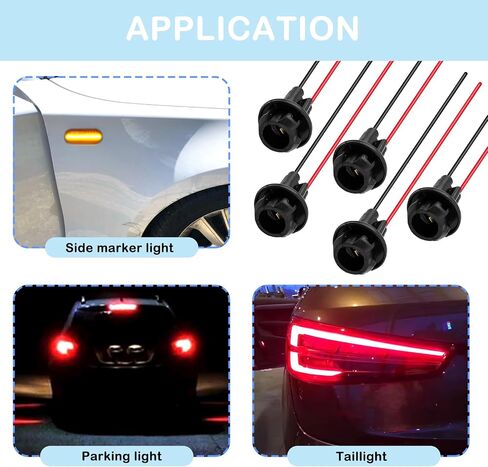 5PCS 194 Bulb Socket,Durable Side Marker Light Socket Fit for T10 W5W 158 161 168 175 194 Light Bulbs Replacements,Professional Pigtail Light Socket Car Accessories in Saudi Arabia