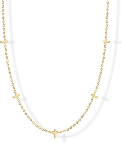 PAVOI 14K Gold Plated Dainty Chain Necklaces for Women - Station Small Motif Pendant Gold Jewelry Gifts - Trendy Heart, Bow, Cross Necklace for Women in Saudi Arabia