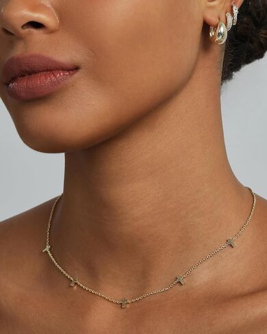 PAVOI 14K Gold Plated Dainty Chain Necklaces for Women - Station Small Motif Pendant Gold Jewelry Gifts - Trendy Heart, Bow, Cross Necklace for Women in Saudi Arabia