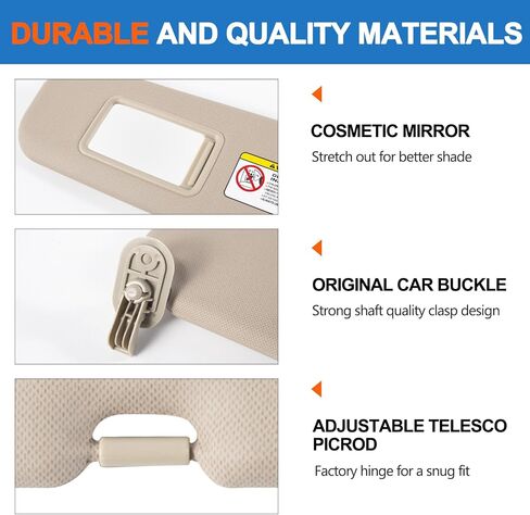 Car Sun Visor Fit for Hyundai Elantra 2011 2012 2013 2015 Sun Visor مع لوحة غلاف مرآة الغرور لحظر ضوء الشمس 852103x000tx 852203x000tx (الأزواج الرمادية واليسرى)) in Saudi Arabia