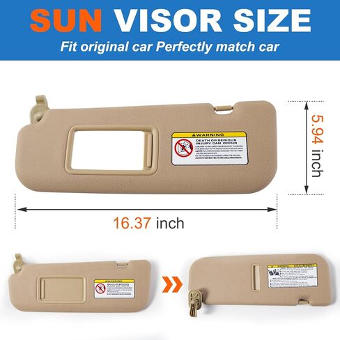 Car Sun Visor Fit for Hyundai Elantra 2011 2012 2013 2015 Sun Visor مع لوحة غلاف مرآة الغرور لحظر ضوء الشمس 852103x000tx 852203x000tx (الأزواج الرمادية واليسرى)) in Saudi Arabia