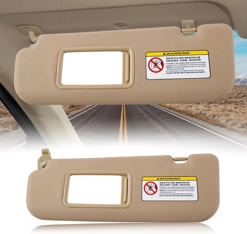 Car Sun Visor Fit for Hyundai Elantra 2011 2012 2013 2015 Sun Visor مع لوحة غلاف مرآة الغرور لحظر ضوء الشمس 852103x000tx 852203x000tx (الأزواج الرمادية واليسرى)) in Saudi Arabia
