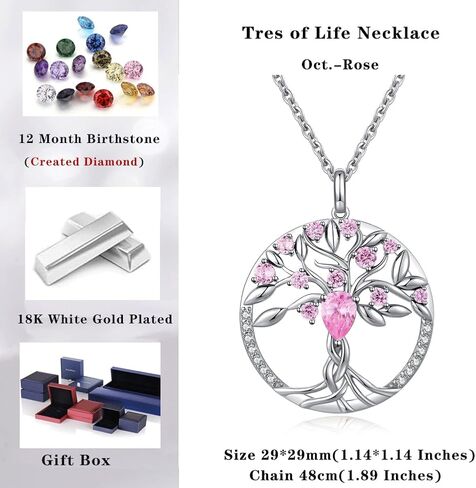 Jiamiaoi شجرة الحياة القلادات للنساء Zirconia tree of life معلقة مع الحجر in Kuwait