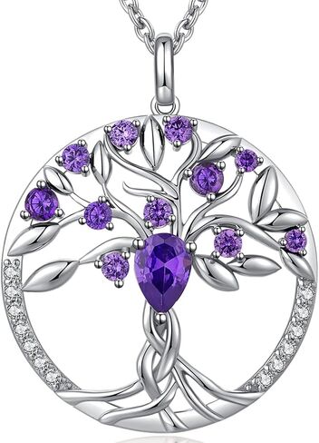 jiamiaoi Tree of Life Necklaces for Women Cubic Zirconia Tree of Life Pendant with Birthstone, Come with Gift Box, Great Gift for Women/Mother/Wife in Kuwait