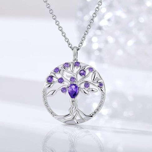jiamiaoi Tree of Life Necklaces for Women Cubic Zirconia Tree of Life Pendant with Birthstone, Come with Gift Box, Great Gift for Women/Mother/Wife in Kuwait