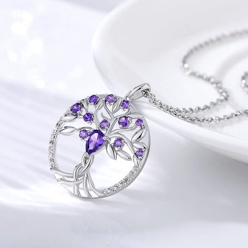 jiamiaoi Tree of Life Necklaces for Women Cubic Zirconia Tree of Life Pendant with Birthstone, Come with Gift Box, Great Gift for Women/Mother/Wife in Kuwait