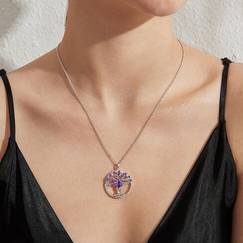 jiamiaoi Tree of Life Necklaces for Women Cubic Zirconia Tree of Life Pendant with Birthstone, Come with Gift Box, Great Gift for Women/Mother/Wife in Kuwait