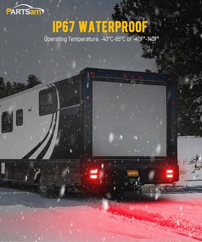 Partsam Wireless Trailer Light Kit ، مصباح السحب LED مغناطيسي محمول ، توقف الفرامل المنحنى عكس أضواء الذيل القطر مع المعدن قاعدة الشفط 7 دبوس قابس للشاحنات 12-24V IP67 مقاوم للماء in Kuwait