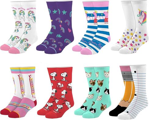 Odd Sox – Big Kids 8-Pack Novelty Themed Crew Socks Bundle-Shoe Sizes 3–5 –Soft, Comfortable, Great Durable Gift for Kids in Saudi Arabia