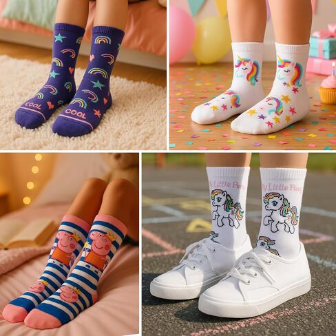 Odd Sox – Big Kids 8-Pack Novelty Themed Crew Socks Bundle-Shoe Sizes 3–5 –Soft, Comfortable, Great Durable Gift for Kids in Saudi Arabia