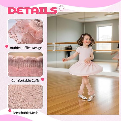 Toddler Girls White Ruffle Socks Cute Lace Frilly Cotton Ankle Socks for Dress in Saudi Arabia