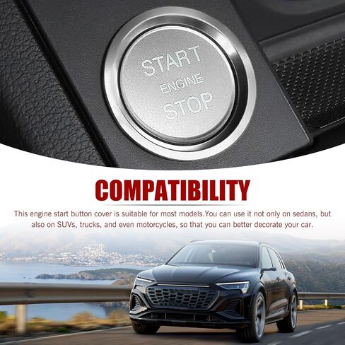 Shakas Start Button Cover, Engine One-Button Start-Stop Decorative Parts with Ring, Self-Adhesive Anti-Rust Protection Ignition Protective Cover, for Most Cars Interior Accessories (Red) in Saudi Arabia