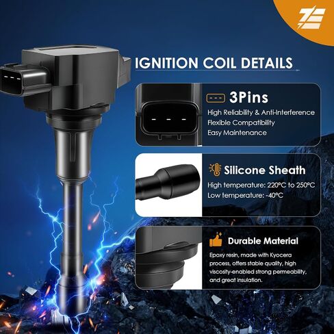 EzeXpreze Set of 4 Ignition Coil Pack and Spark Plugs Fits for 2007 2008 2009 2010 2011 2012 2013 Nissan Altima Versa Sentra Rogue Cube NV200 2.5 1.8 1.6 2.0 L4 Spark Plugs Coil Pack OE# UF549 & 9029 in Kuwait