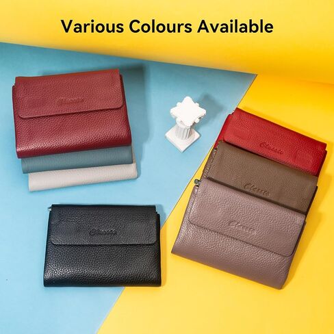 Bifold Wallet for Women Genuine Leather, [Large Capacity] [Magnetic Closure] Female Ladies Wallet Card Holder with ID Window, Zipper Coin Pockets (Burgundy) in Saudi Arabia