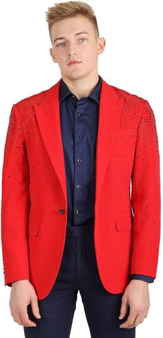 Barabas Men's Rhinestone Matte Color Notch Lapel Casual Blazer 2BLR6 in Kuwait