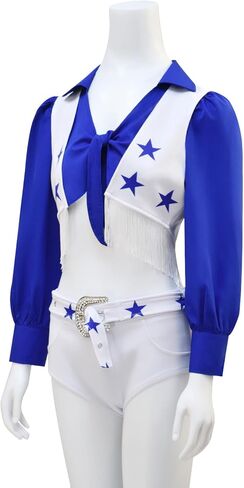 Cowboys Cheerleader Costume for Women Blue Star Sexy Cheerleader Outfits 4PCS Halloween Cheerleading Set in Kuwait