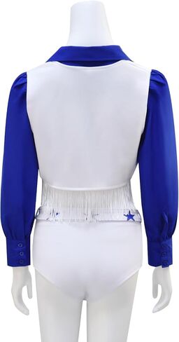 Cowboys Cheerleader Costume for Women Blue Star Sexy Cheerleader Outfits 4PCS Halloween Cheerleading Set in Kuwait