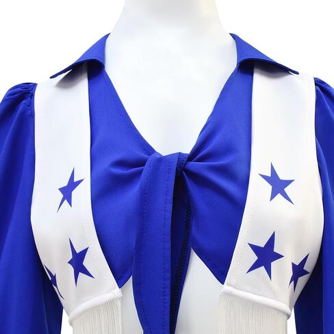 Cowboys Cheerleader Costume for Women Blue Star Sexy Cheerleader Outfits 4PCS Halloween Cheerleading Set in Kuwait