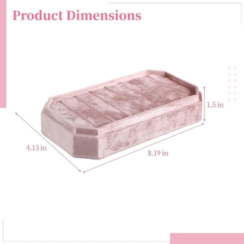 OMISTAR Velvet Ring Box Organizer, 7 Slots Ring Jewelry Display Case, Pink Velvet Ring Holder with Lid, 8.2 x 4.1 in Jewelry Storage Tray for Ear Studs and Rings in Saudi Arabia