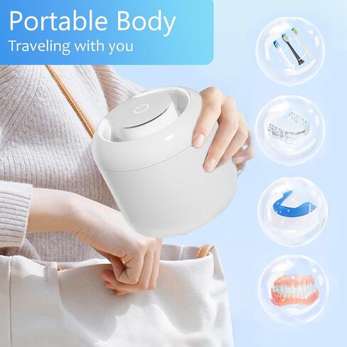 Ultrasonic Jewelry Cleaner with Digital Timer, Portable Jewelry Cleaner Ultrasonic Machine for Eyeglasses, Necklaces, Rings, Watches, Dentures (white) in Saudi Arabia